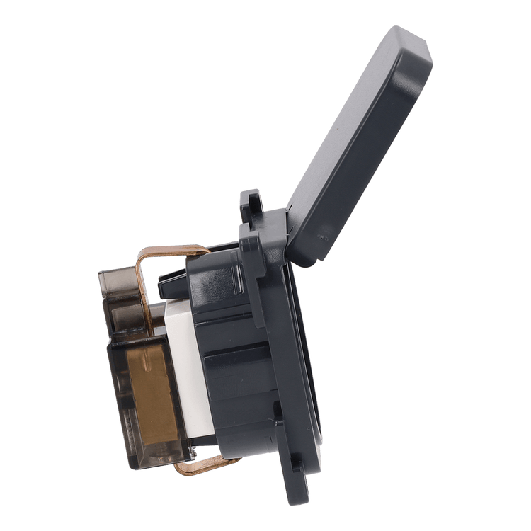 Prise murale C-line 230v avec couvercle rabattable anthracite - sans emballage de vente