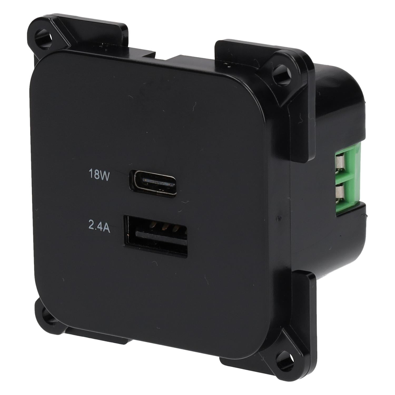 Prise de chargement USB C-line avec USB-A et USB-C - ECE R10 - noir - sans emballage de vente