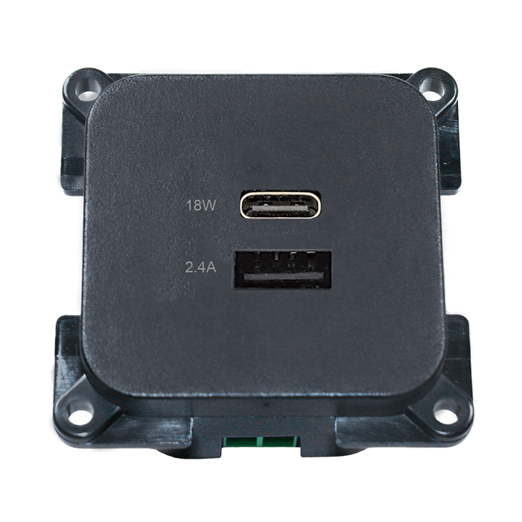 Prise de chargement USB C-line avec USB-A et USB-C - ECE R10 - anthracite - sans emballage de vente