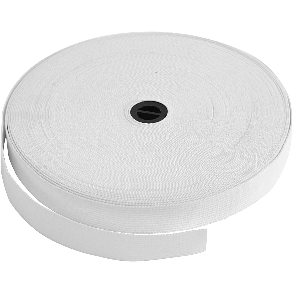 Creativ Company Épaisseur élastique 20 mm blanc, 25m