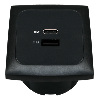 Prise de chargement USB C-line avec USB-A et USB-C avec cadre opale noir