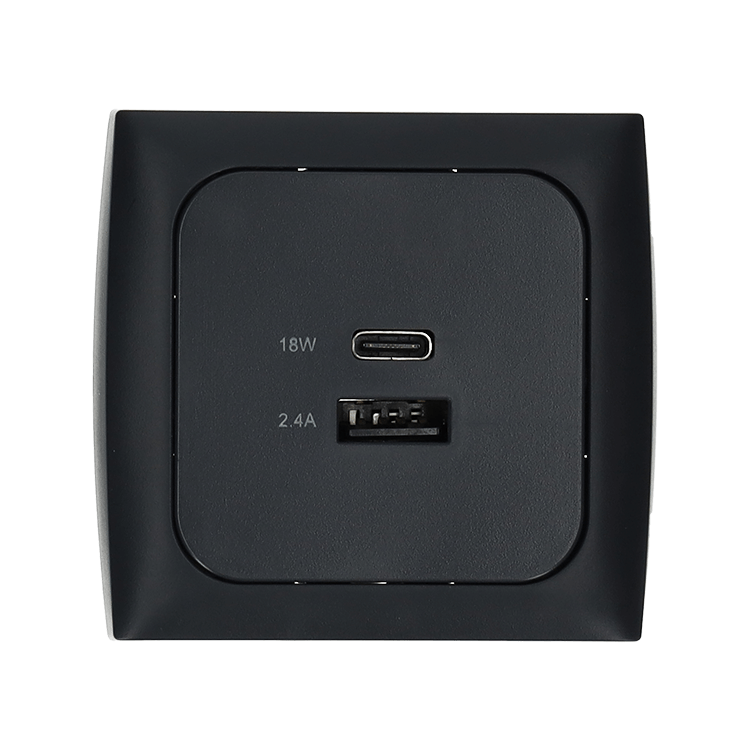 Prise de chargement USB C-line avec USB-A et USB-C avec cadre opale anthracite