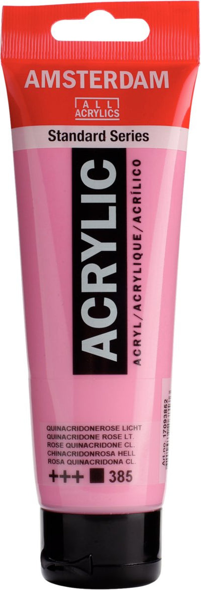 Peinture acrylique série standard Amsterdam tube 120 ml rose quinacridone clair 385