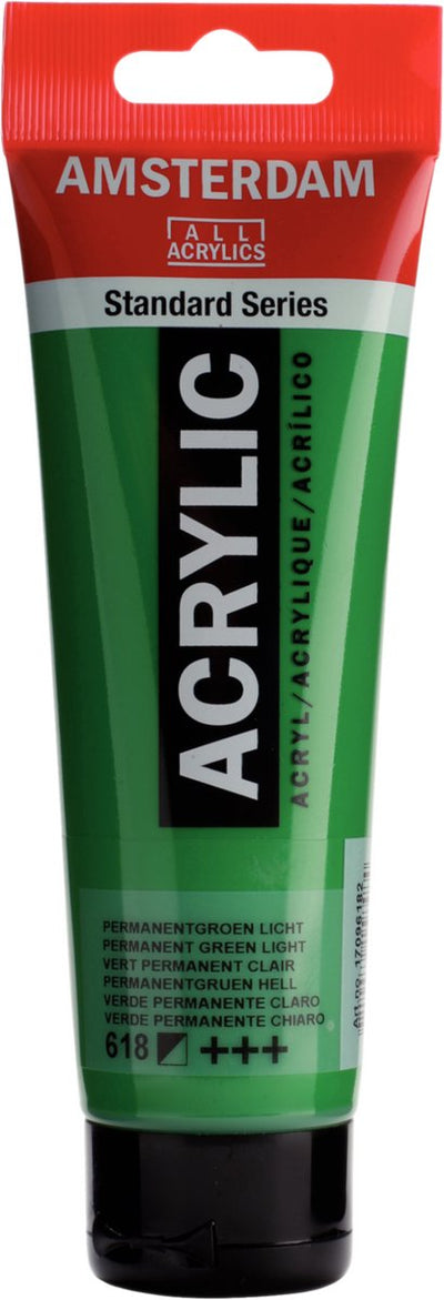Tube de peinture acrylique série standard Amsterdam 120 ml lumière verte permanente 618