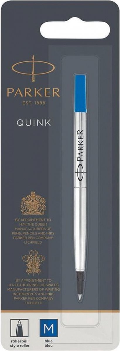 Recharge d'encre pour stylo roller Parker | point moyen | encre bleue quink | 1 pièce