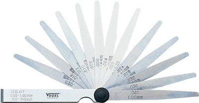 Jeu de jauges d'épaisseur Vogel 0,05-1,00 mm pouces, 13 pièces