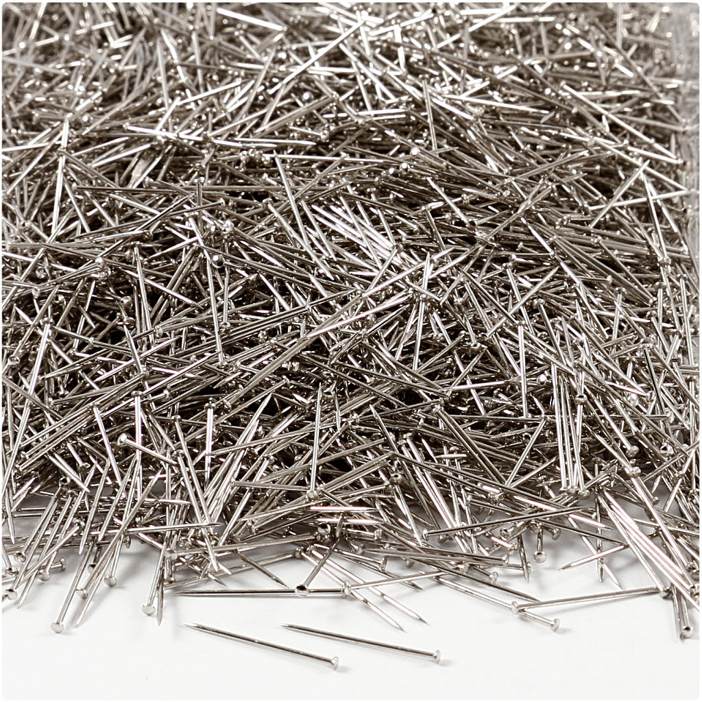 Épingles à tête Creativ Company, L : 18 mm, épaisseur 0,6 mm, env. 10000 pièces, argent, 500 g 1 boîte