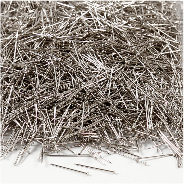 Épingles à tête Creativ Company, L : 18 mm, épaisseur 0,6 mm, env. 10000 pièces, argent, 500 g 1 boîte