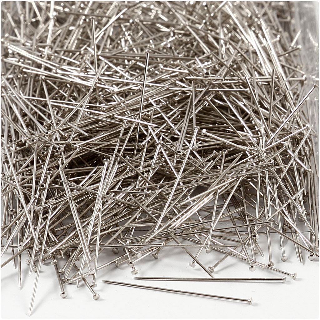 Épingles à tête Creativ Company, L : 37 mm, épaisseur 0,7 mm, env. 4500 pièces, argent, 500 g 1 boîte