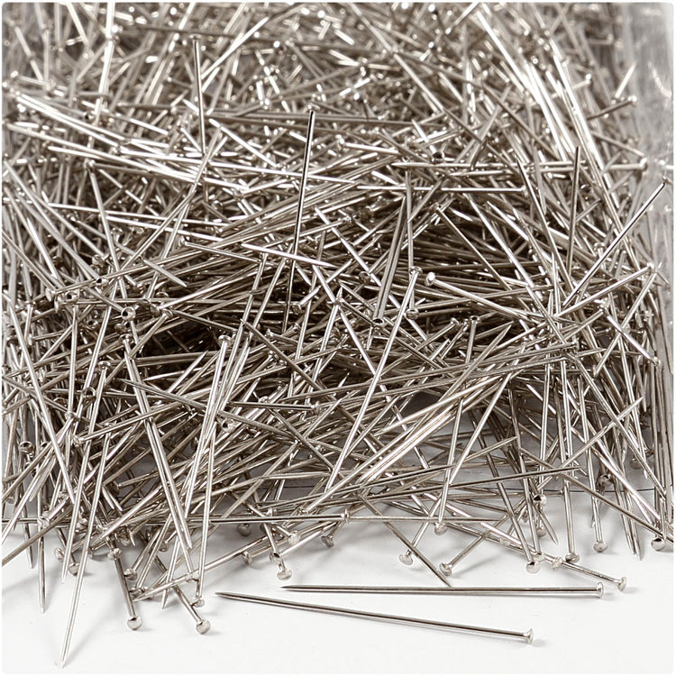 Épingles à tête Creativ Company, L : 37 mm, épaisseur 0,7 mm, env. 4500 pièces, argent, 500 g 1 boîte