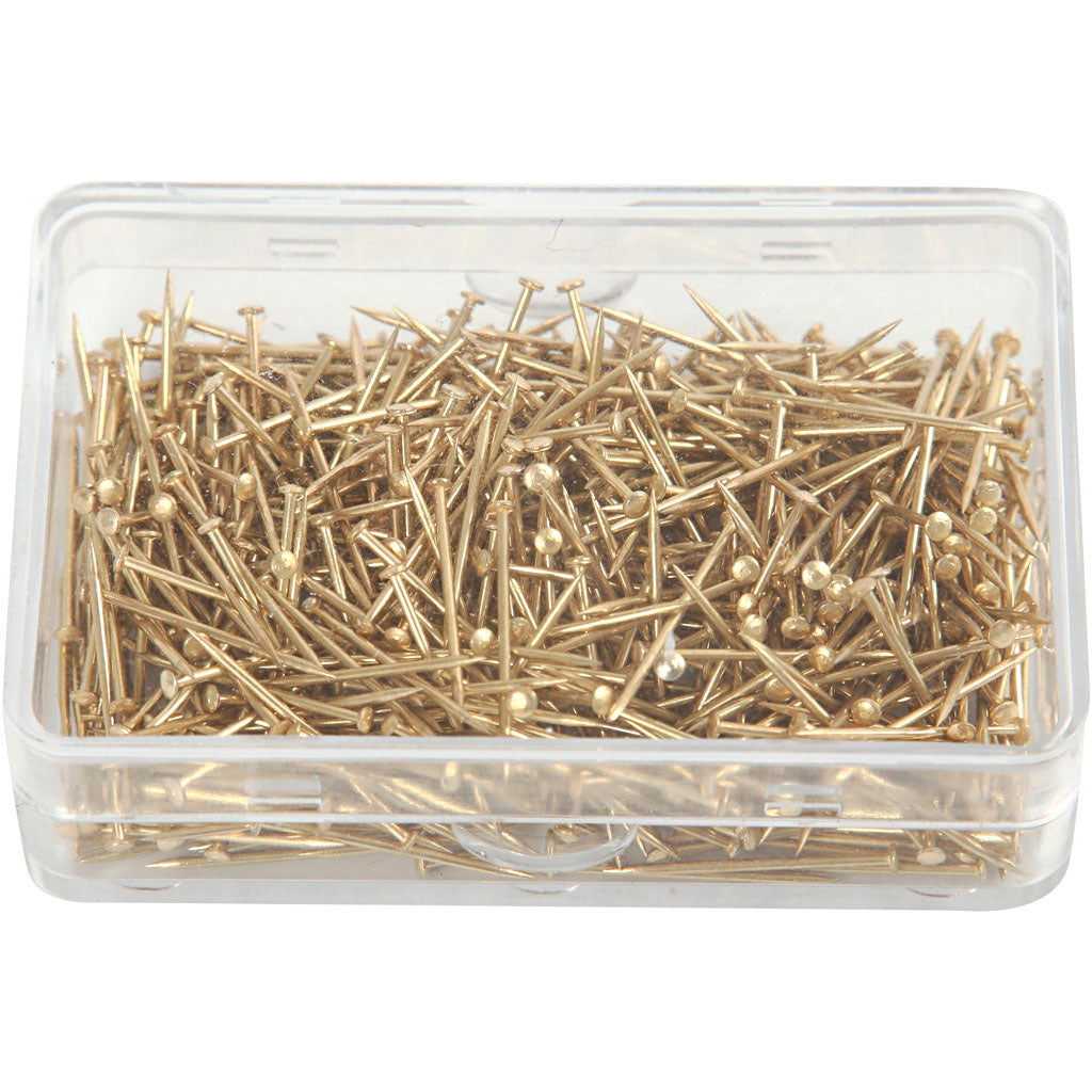 Épingles à tête Creativ Company, L : 16 mm, épaisseur 0,65 mm, env. 500 pièces, or, 35 g 1 boîte