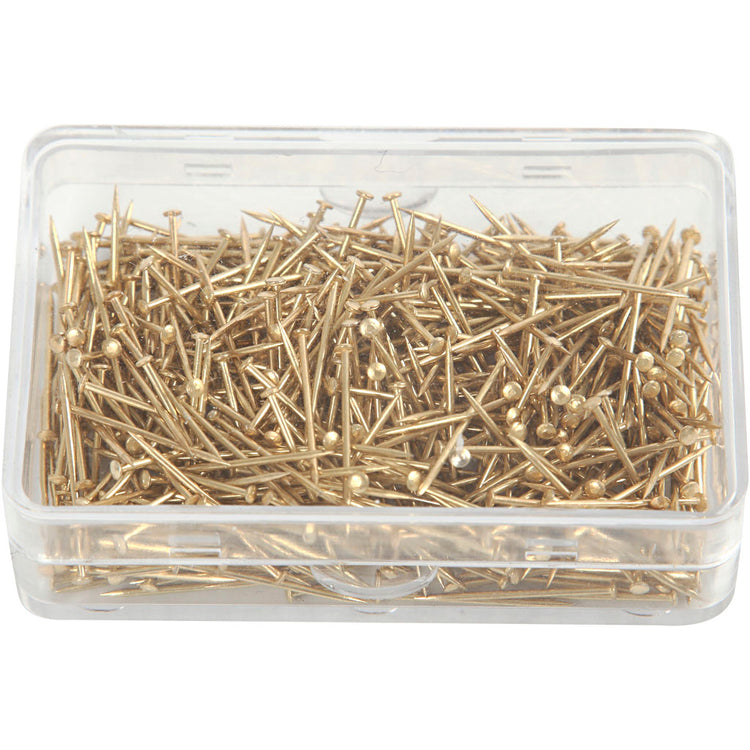 Épingles à tête Creativ Company, L : 16 mm, épaisseur 0,65 mm, env. 500 pièces, or, 35 g 1 boîte
