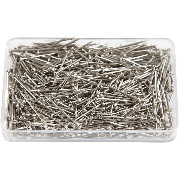 Épingles à tête Creativ Company, L : 16 mm, épaisseur 0,65 mm, env. 500 pièces, argent, 35 g 1 boîte