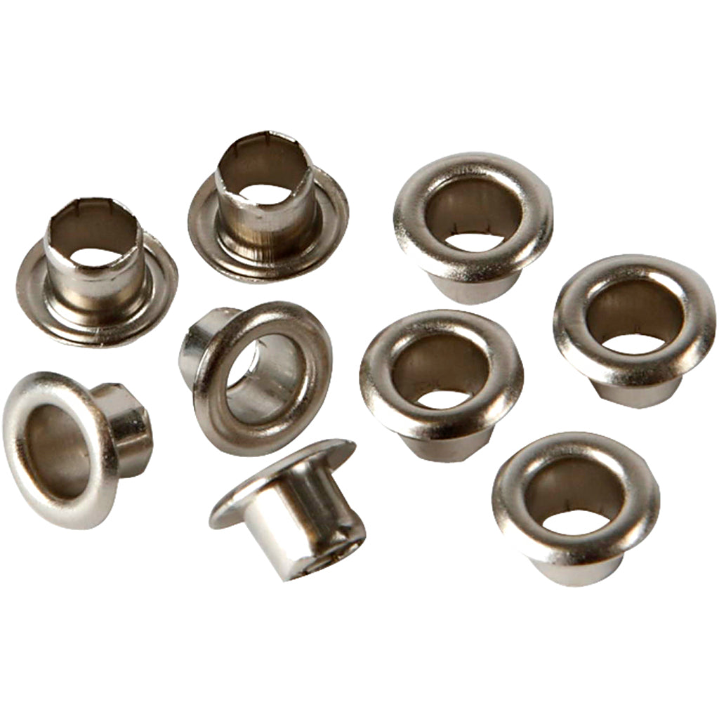 Oeillets Creativ Company, h : 4,5 mm, d 7,5 mm, taille du trou 4 mm, argent, 100 pièces 1 boîte
