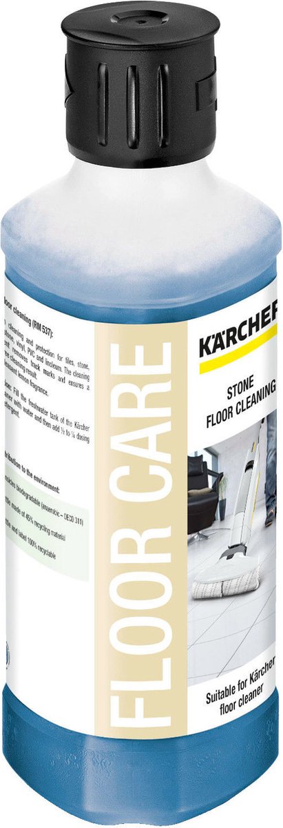 Kärcher nettoyant pour sols pour pierre rm 537, 500 ml - nettoyant pour sols - élimine les traces de marche - convient également pour le vinyle, le PVC et le linoléum