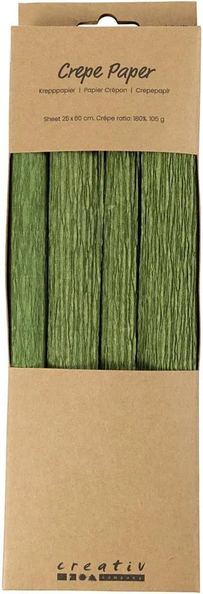 Papier crépon Creativ company, feuille 25x60 cm, taux de crêpe : 180%, 105 gr, vert citron, 4 feuilles 1 boîte