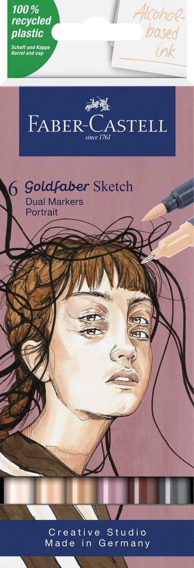 Marqueur de croquis Faber-castell - goldfaber - ensemble portrait - 6 couleurs - fc-164812