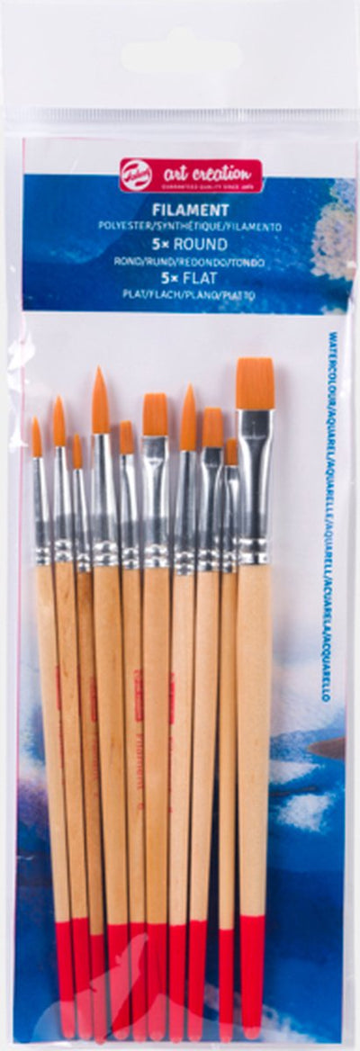 Talens art création pinceaux aquarelle lot de 10 - polyester
