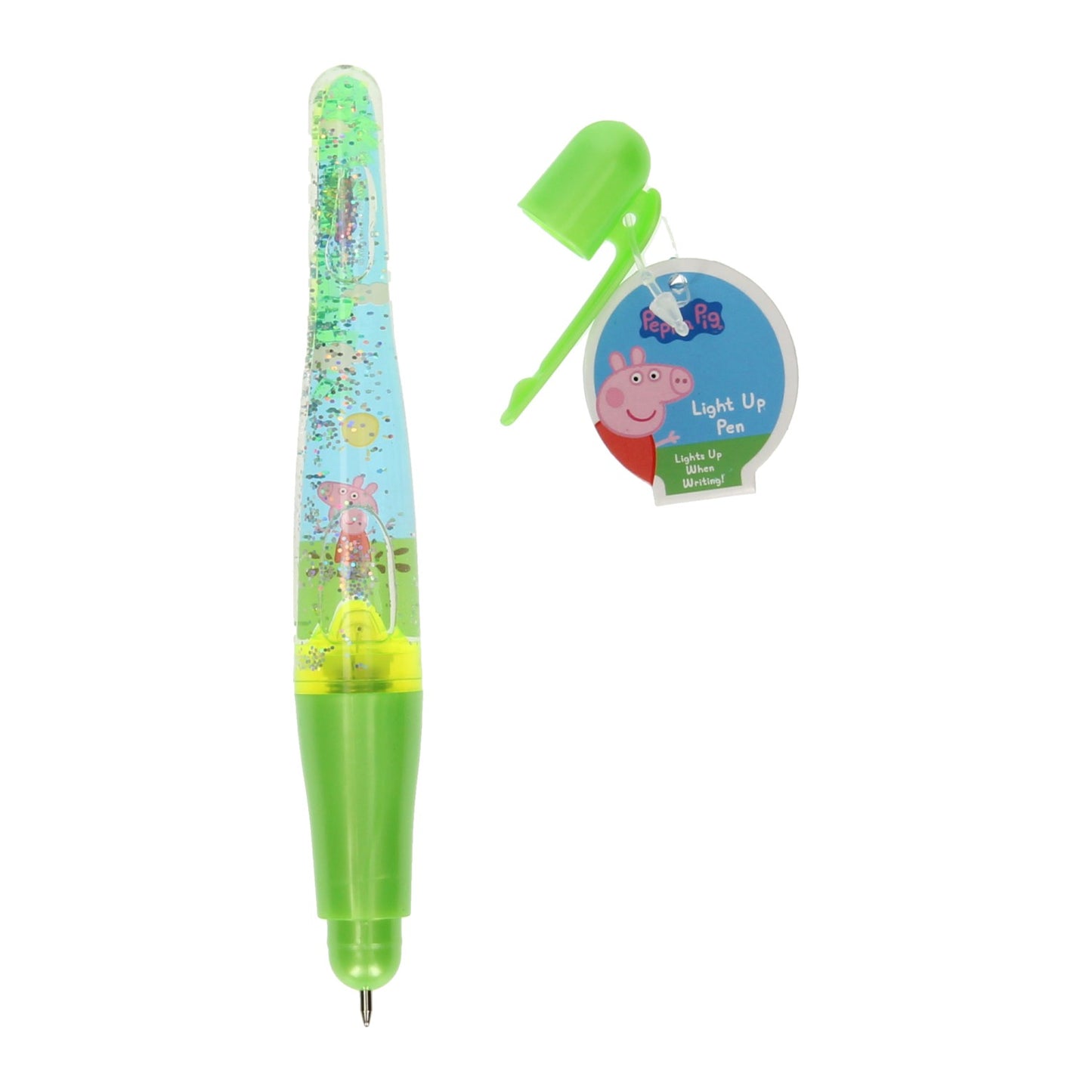 Stylo à paillettes de porc peppa avec de la lumière