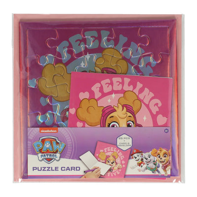 Carte puzzle Paw Patrol carte rose et enveloppe