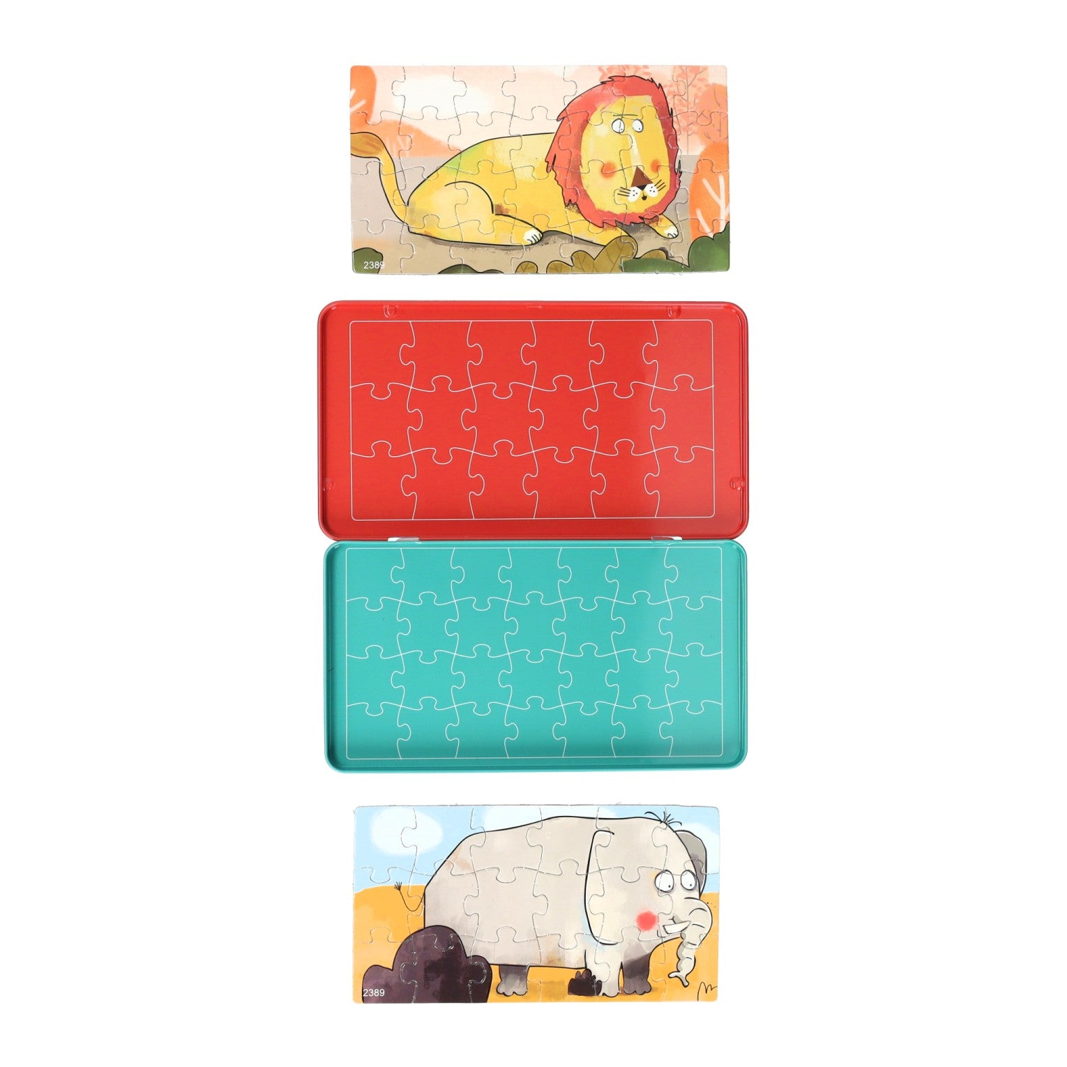 Jeu d'introduction au voyage en boîte 18x10cm - puzzles animaux