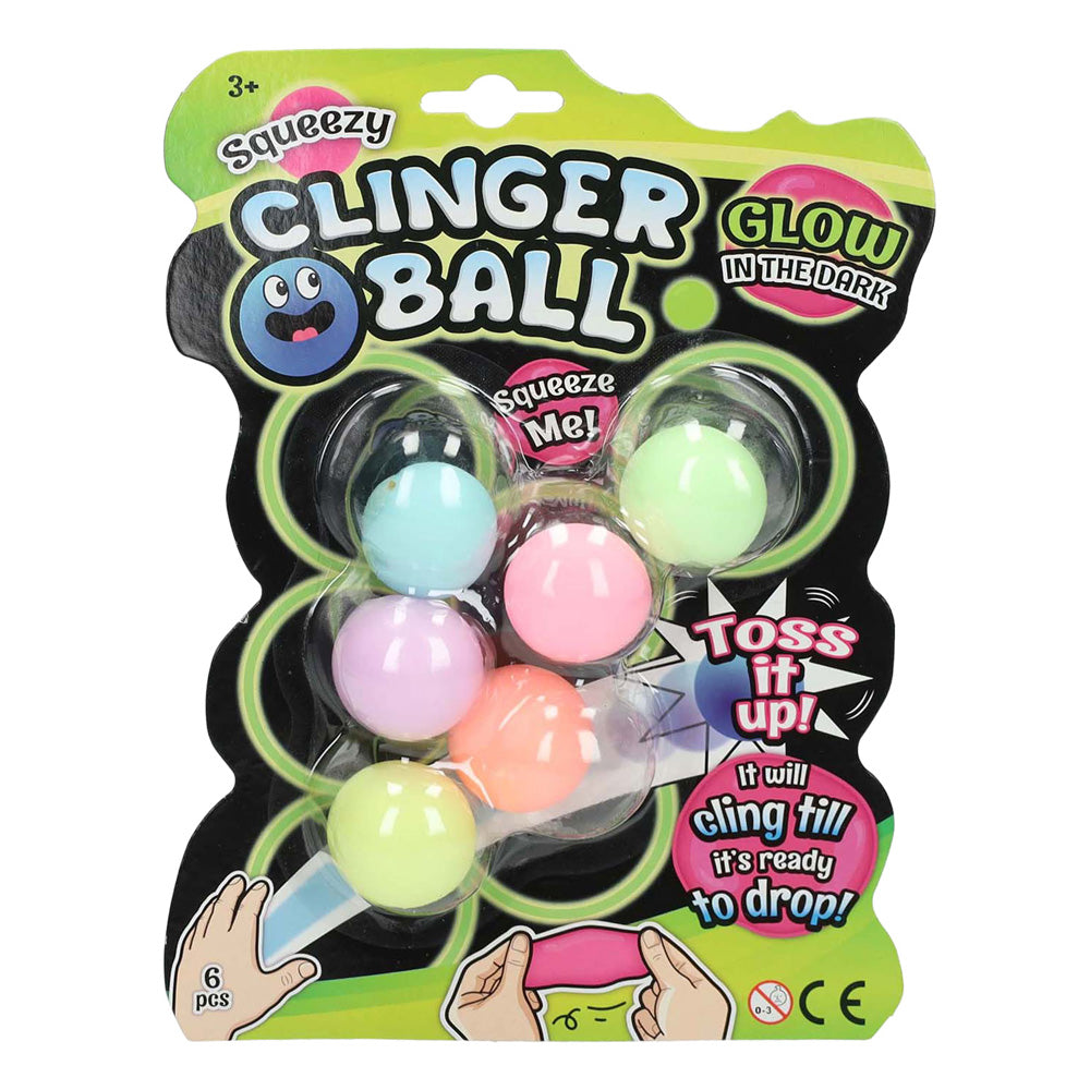 Pressez la boule collante murale qui brille dans le noir, 6 pcs