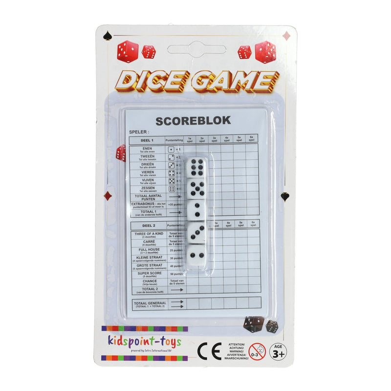 Jeu de dés avec bloc de score et 5 dés