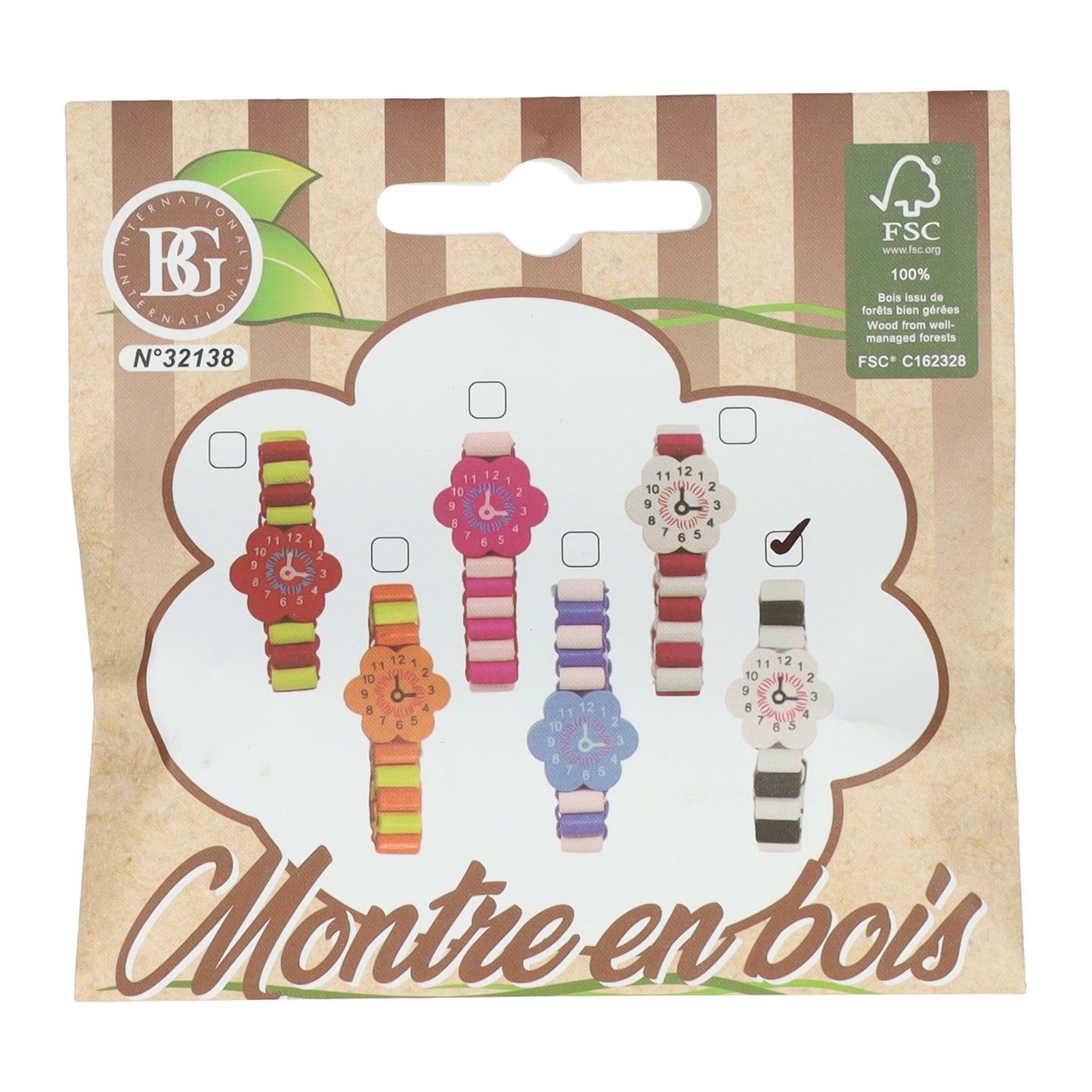 Montre colorée en bois