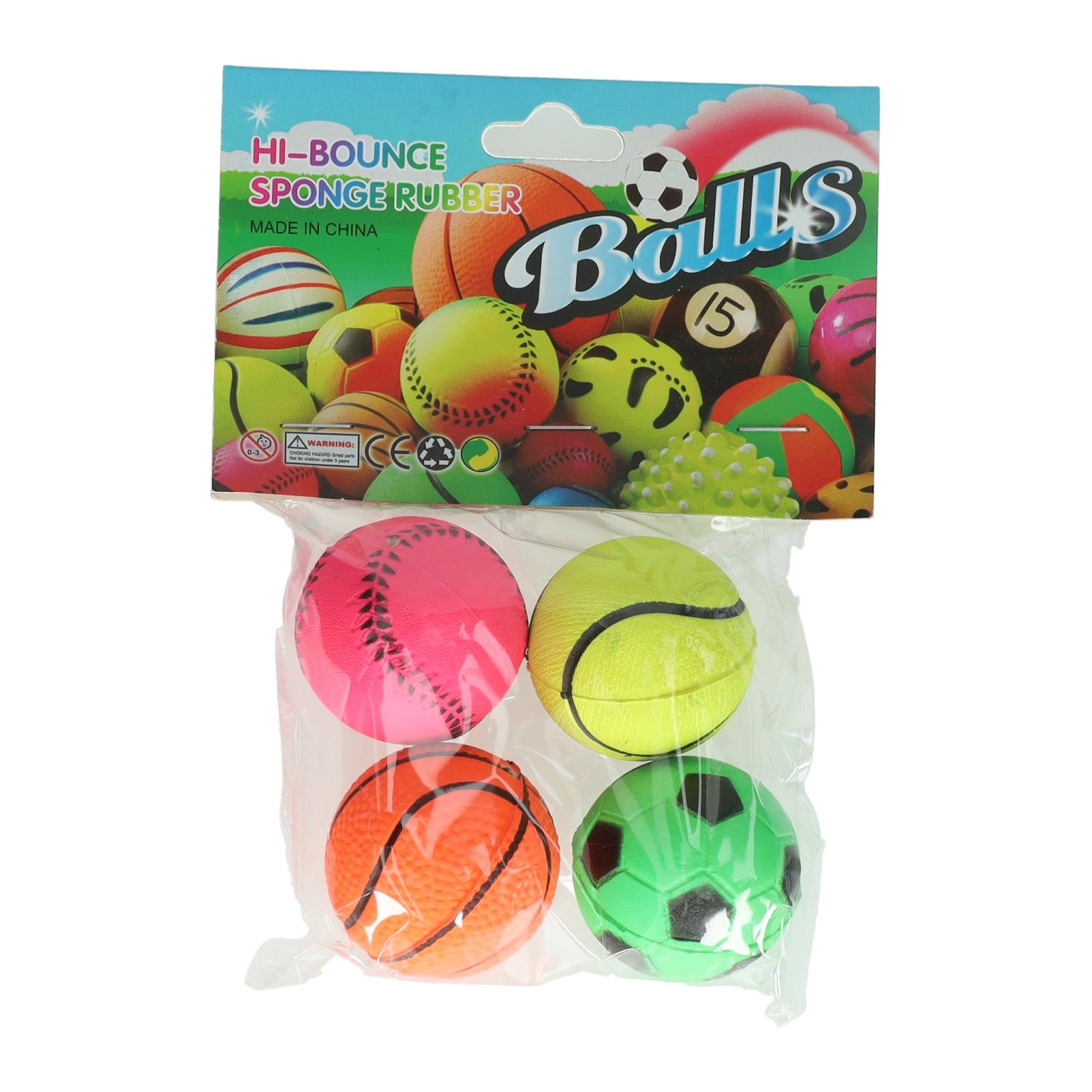 Balles rebondissantes de sport - 4 pcs.