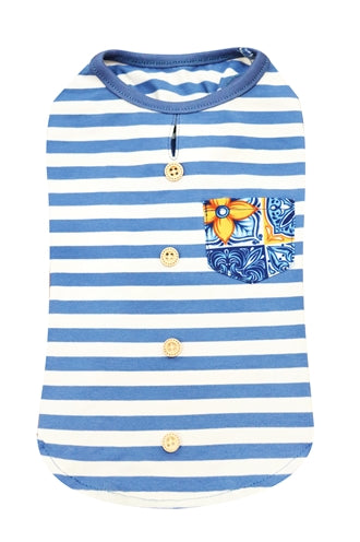 Croci T-shirt Dog Top Maioliche Blue Blue White