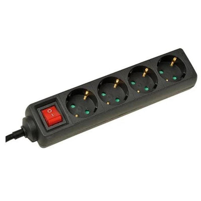 Par exemple, socket extension - avec commutateur - 4 connexions - noir