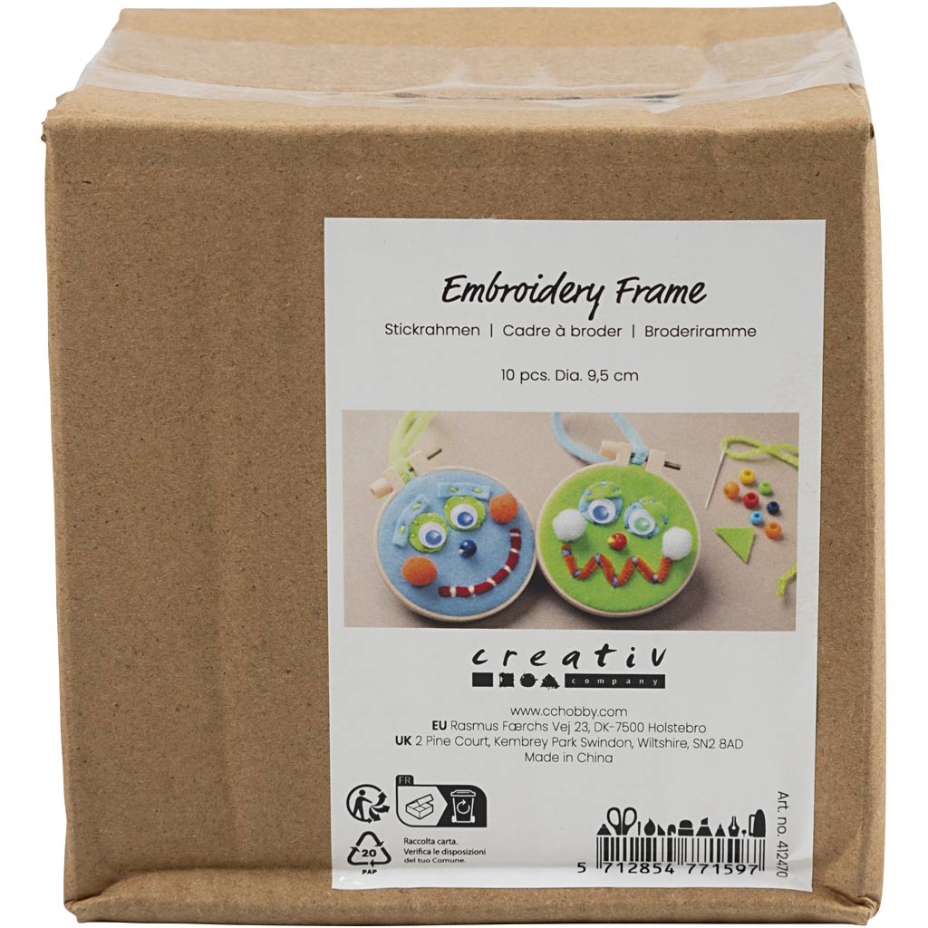 Cadre à broder Creativ company, rond, d 9,5 cm, 10 pièces, 1 boîte