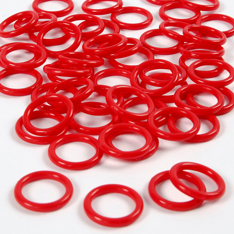 Anneau en plastique Creativ company, taille 15 mm, épaisseur 2 mm, rouge, 50 pièces 1 boîte