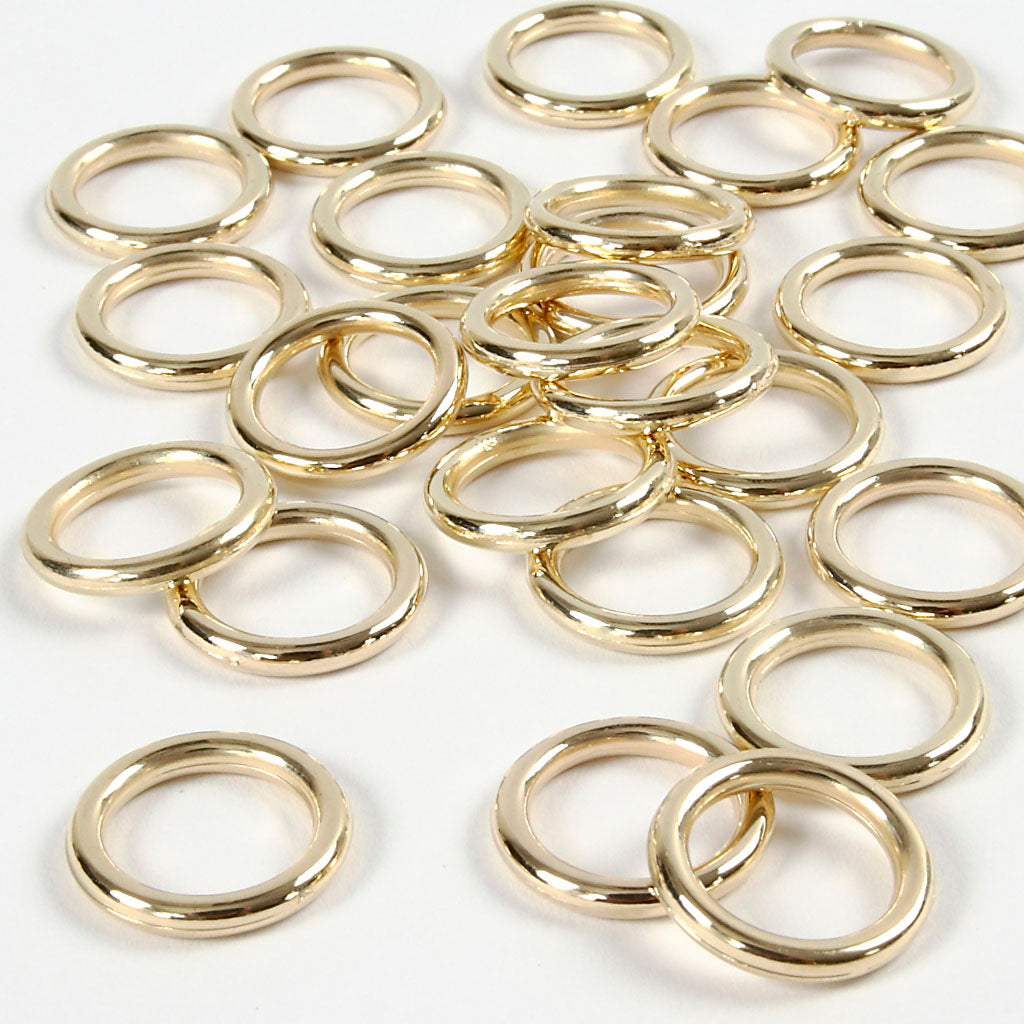 Bague en plastique Creativ company, taille 15 mm, épaisseur 2 mm, or, 25 pièces 1 boîte