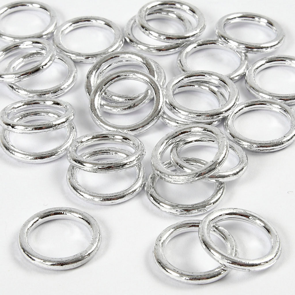 Bague en plastique Creativ company, taille 15 mm, épaisseur 2 mm, argent, 25 pièces 1 boîte