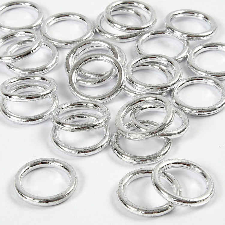 Bague en plastique Creativ company, taille 15 mm, épaisseur 2 mm, argent, 25 pièces 1 boîte