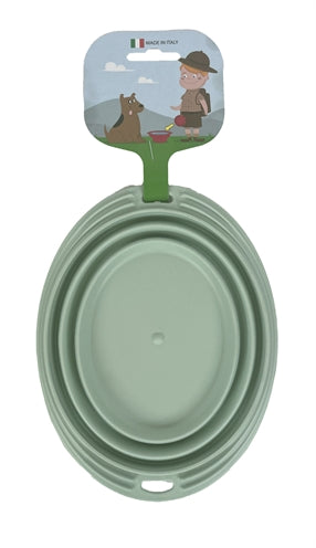 Heureux animal fou de animaux de compagnie bol de nourriture buvette bol pliable sage vert