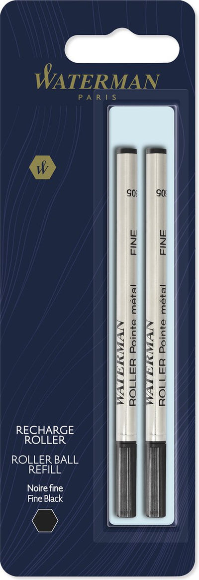 Recharges pour stylo roller Waterman | point fin | encre noire | 2 pièces