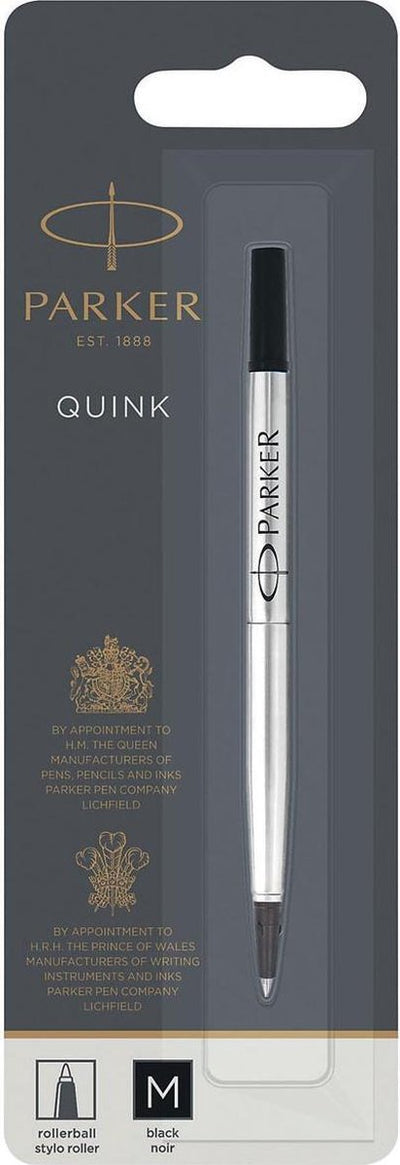 Recharge d'encre pour stylo roller Parker | point moyen | encre noire quink | 1 pièce