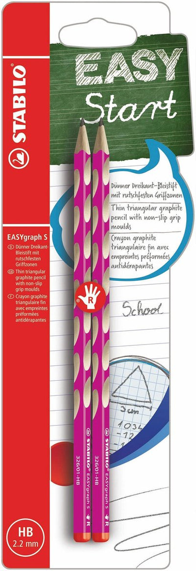 Stabilo easygraph s hb crayons graphite pour droitiers rose - 2 pcs.