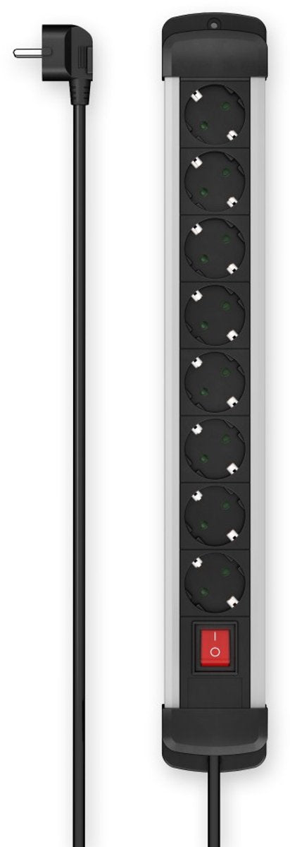 Multiprise Hama - 8 prises - câble 1,5 m - aluminium