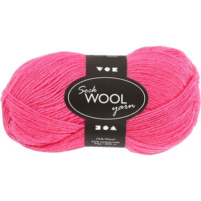 Fil à chaussettes Creativ company, l : 200 m, rose, 50 g 1 pelote