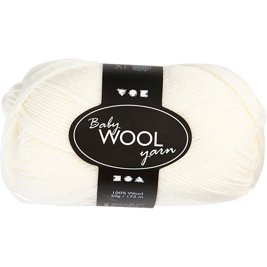 Fil pour bébé Creativ company, l : 172 m, blanc, 50 g 1 pelote