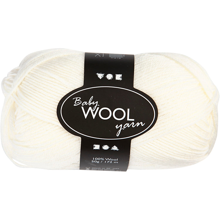 Fil pour bébé Creativ company, l : 172 m, blanc, 50 g 1 pelote