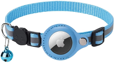 Chat à collier avec porte-étiquettes bleu clair