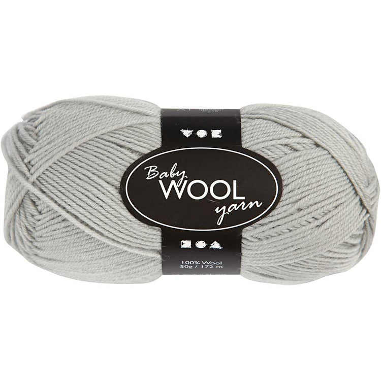 Fil pour bébé Creativ company, l : 172 m, gris clair, 50 g 1 pelote