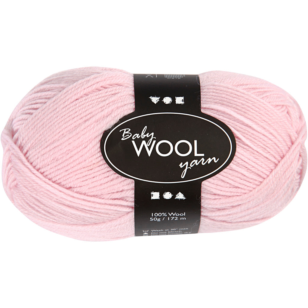Fil pour bébé Creativ company, l : 172 m, rose clair, 50 g 1 pelote