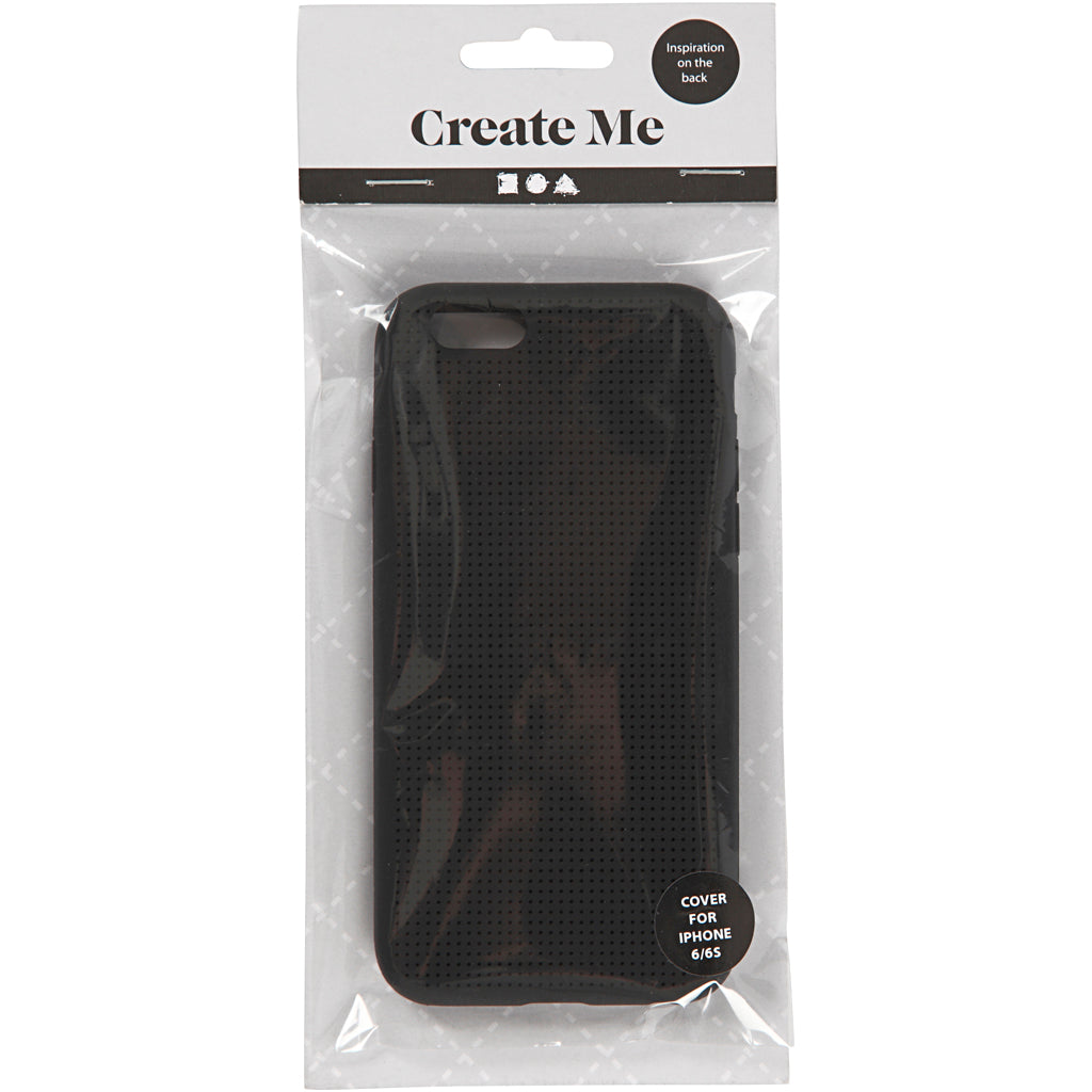 Coque iPhone brodée, taille 6 6s, taille 6,8x13,8 cm, épaisseur 8 mm, noir, 1 pièce