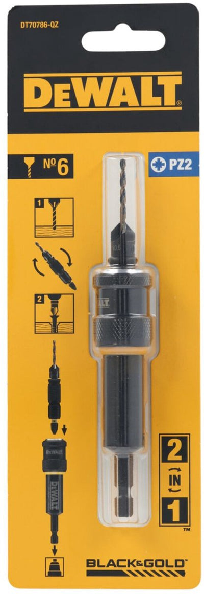 Dewalt dt70786 flip drive : pré-perceuse, fraise n°6 + embout à vis pz2 + support