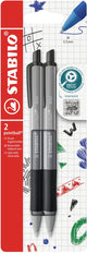 Stabilo pointball - stylo à bille - coloré - rechargeable - gris - 2 pièces